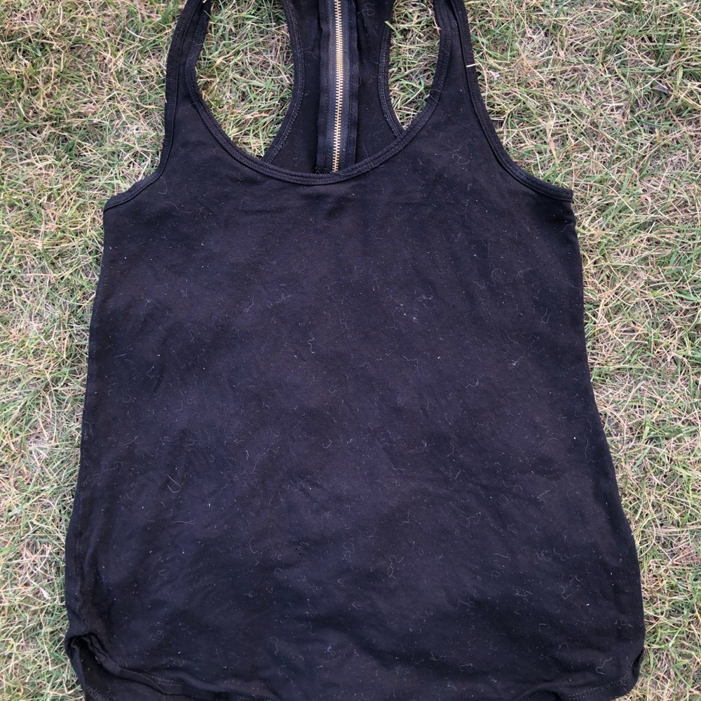 Dynamite Black Racerback Tank with Back Zipper Detail